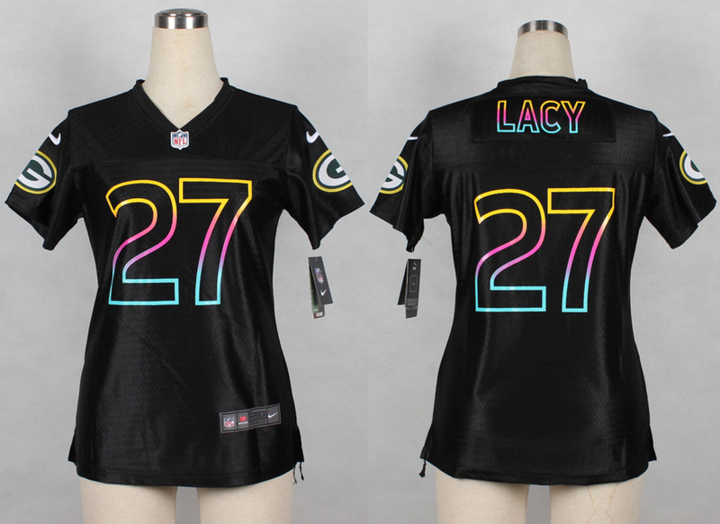 Nike Packers 27 Lacy Black Fashion Women Jerseys