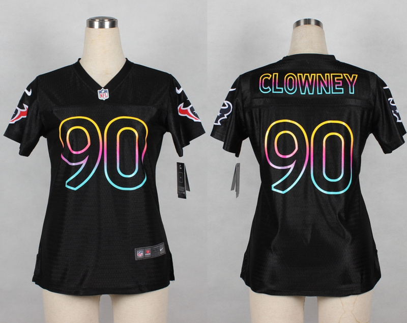 Nike Texans 90 Clowney Black Fashion Women Jerseys