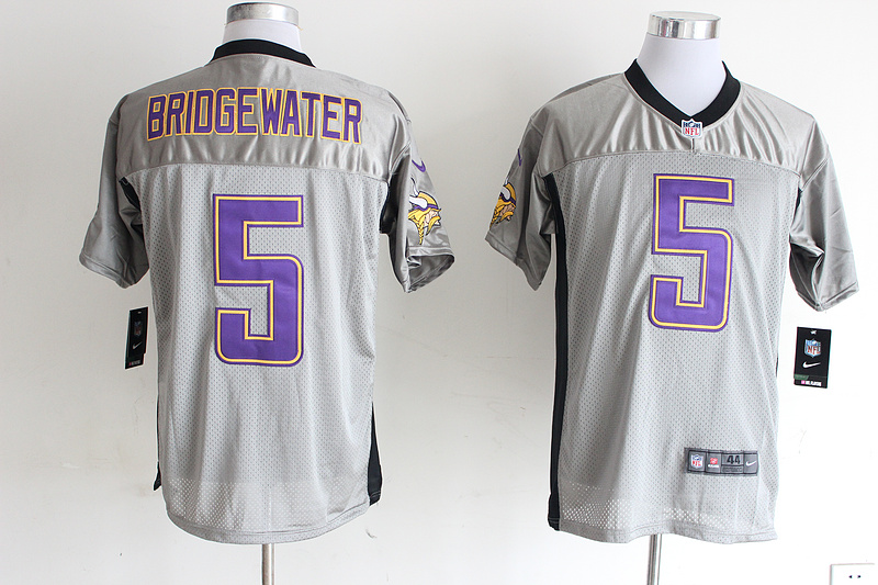 Nike Vikings 5 Bridgewater Grey Elite Jerseys