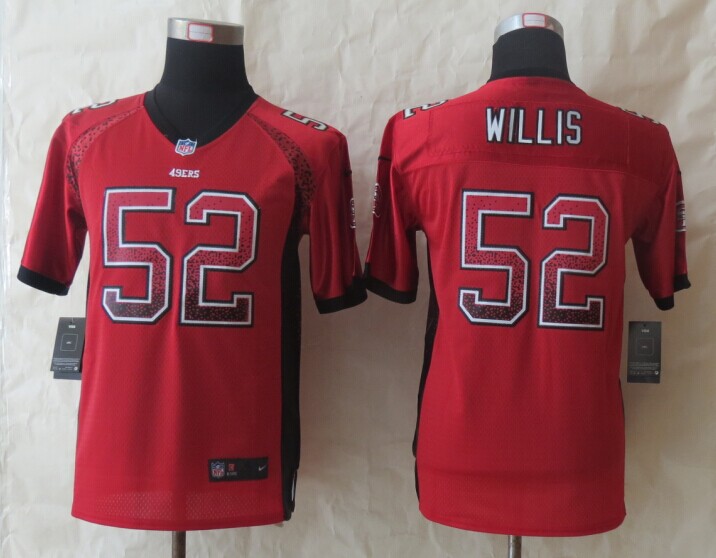 Nike 49ers 52 Willis Red Drift Fashion Youth Jerseys