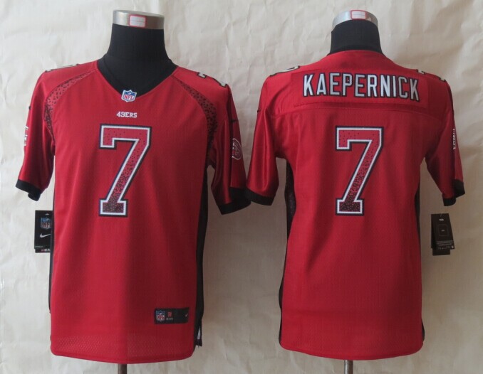 Nike 49ers 7 Kaepernick Red Drift Fashion Youth Jerseys