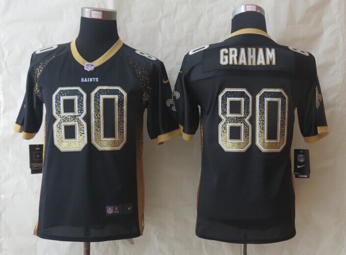 Nike Saints 80 Graham Black Drift Fashion Youth Jerseys