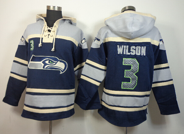 Nike Seahawks 2 Russell Wilson Blue All Stitched Hooded Sweatshirt