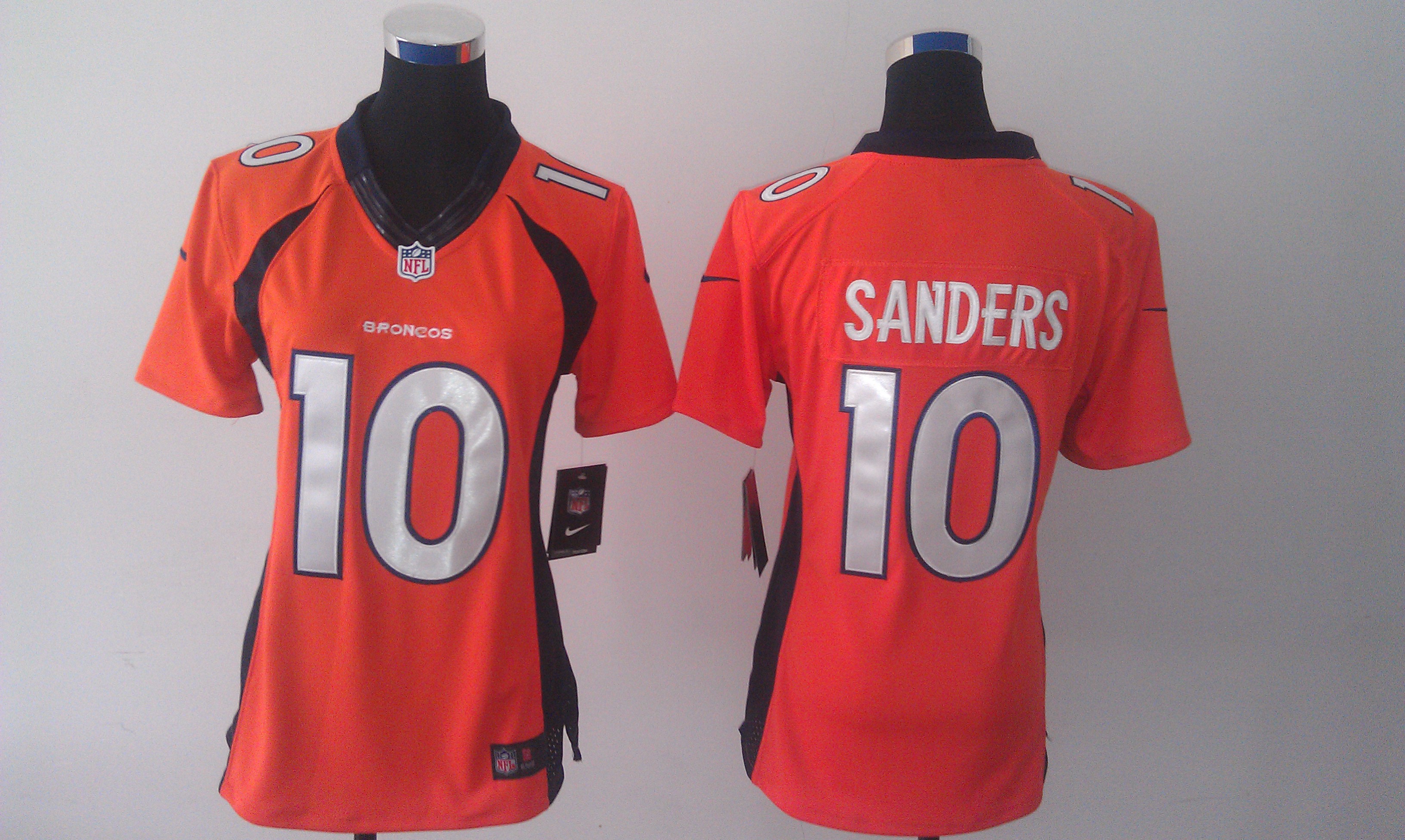 Nike Broncos 10 Sanders Orange Women Limited Jerseys