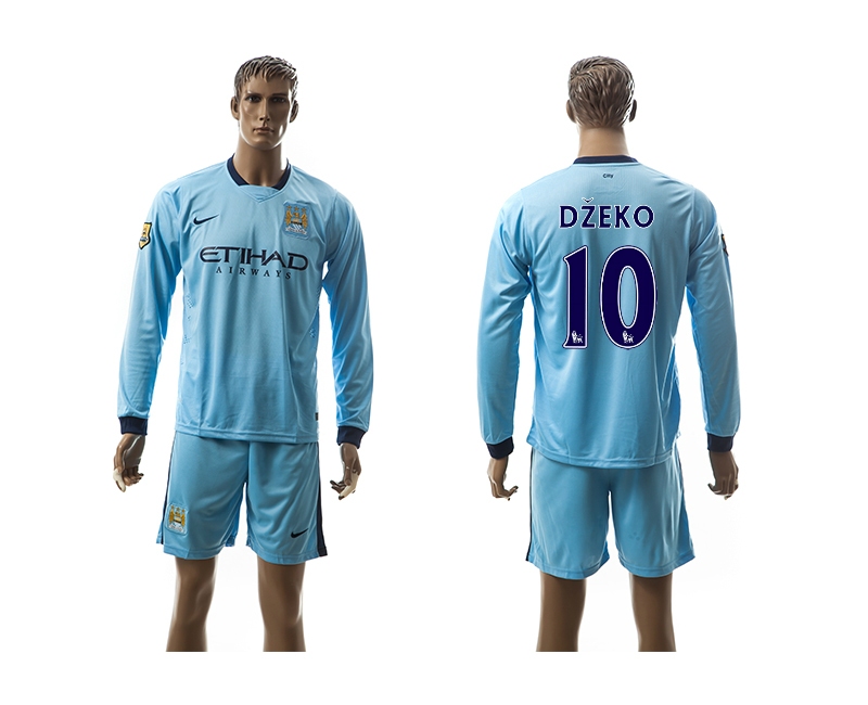 2014-15 Manchester City 10 Dzeko Home Long Sleeve Jerseys 2014-15 Manchester City 10 Dzeko Home Long Sleeve Jerseys