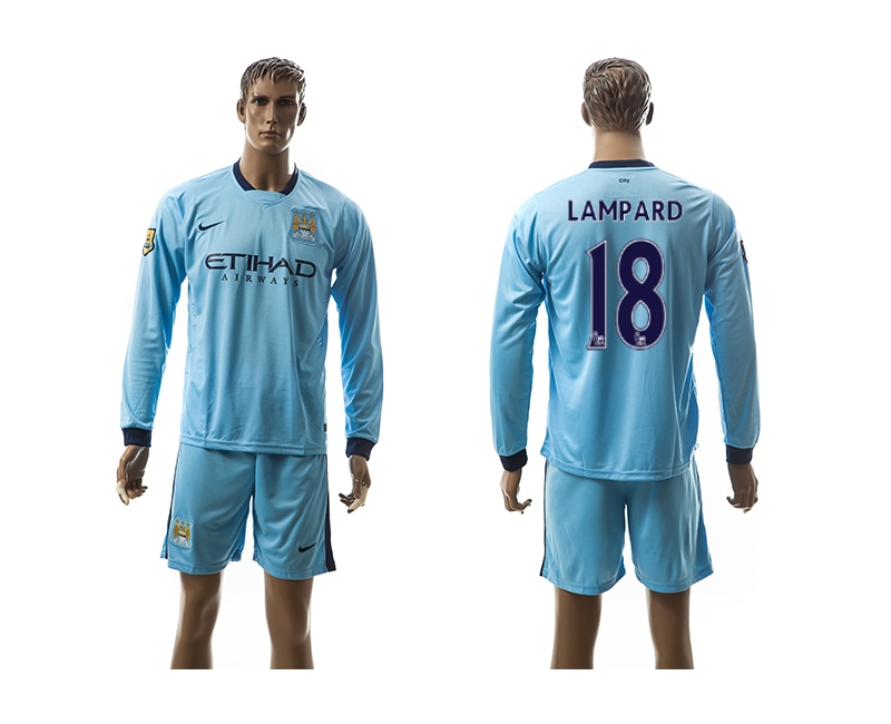 2014-15 Manchester City 18 Lampard Home Long Sleeve Jerseys