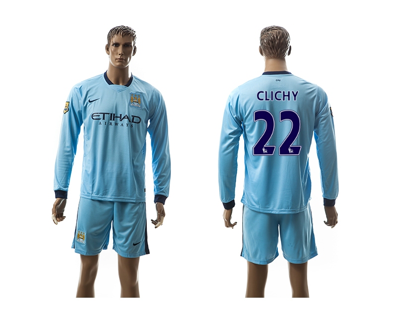 2014-15 Manchester City 22 Clichy Home Long Sleeve Jerseys 2014-15 Manchester City 22 Clichy Home Long Sleeve Jerseys
