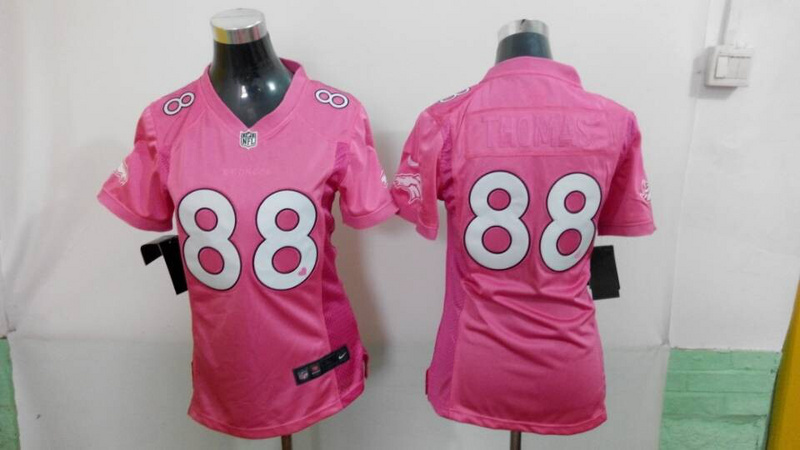 Nike Broncos 88 Thomas Pink Love Women Game Jerseys
