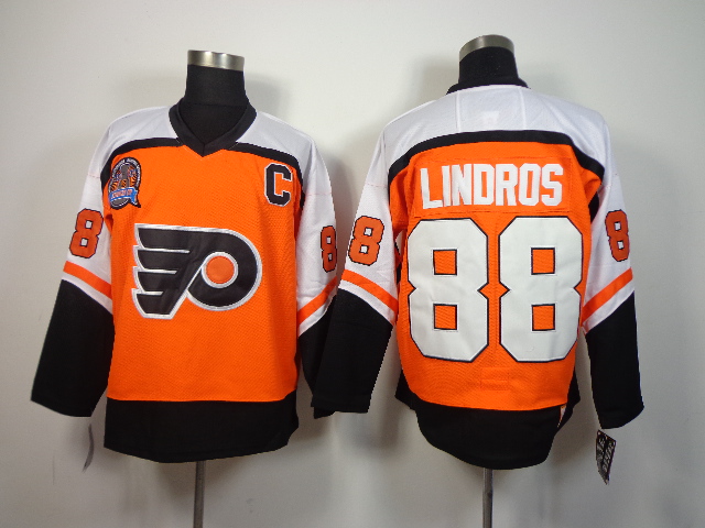 Flyers 88 Lindros Orange Jerseys