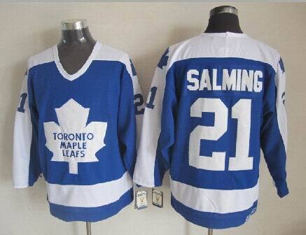 Maple Leafs 21 Salming Blue Throwback Jerseys