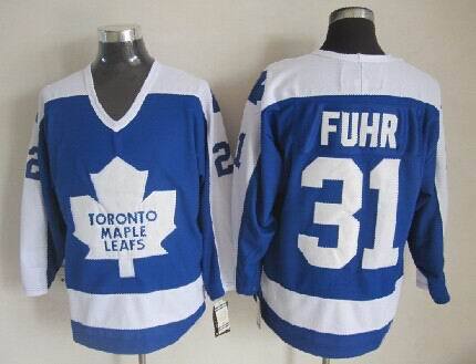 Maple Leafs 31 Fuhr Blue Jerseys - Click Image to Close