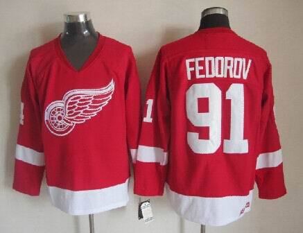 Red Wings 91 Fedorov Red Jerseys