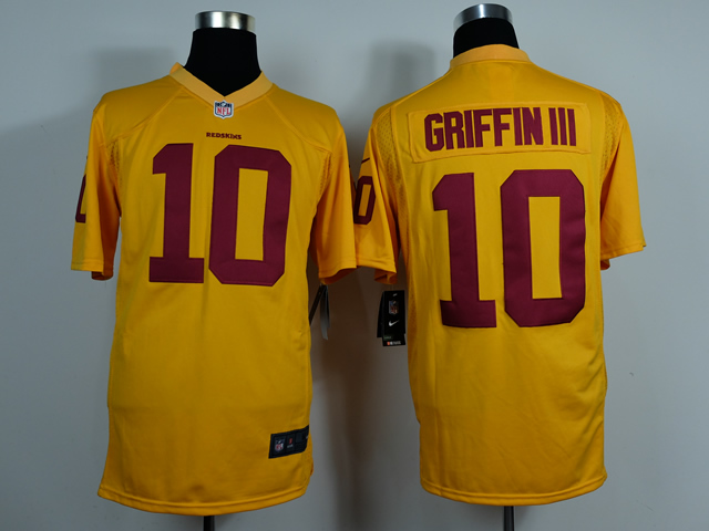 Nike Redskins 10 Griffin III Yellow Game Jerseys