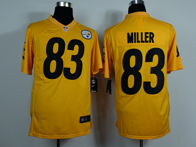 Nike Steelers 83 Miller Yellow Game Jerseys