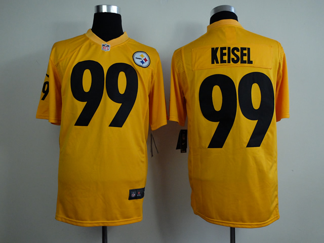 Nike Steelers 99 Keisel Yellow Game Jerseys