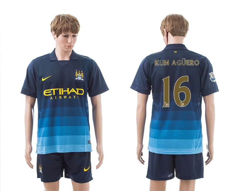 2014-15 Manchester City 16 Kun Aguero Away Soccer Jersey