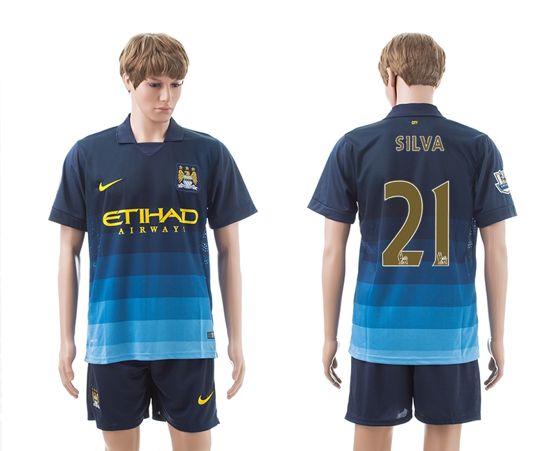 2014-15 Manchester City 21 Silva Away Soccer Jersey