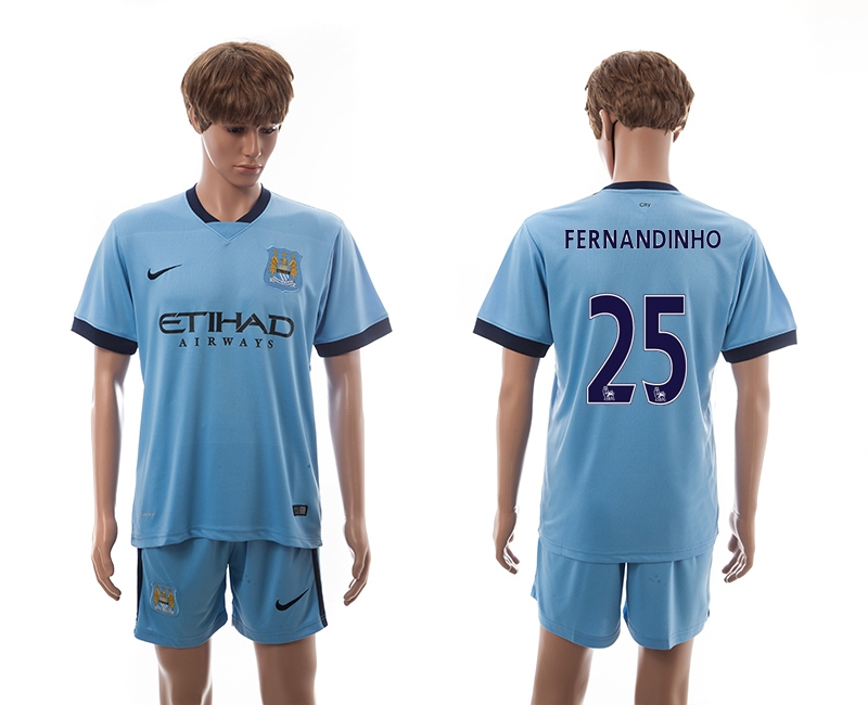2014-15 Manchester City 25 Fernandinho Home Soccer Jersey