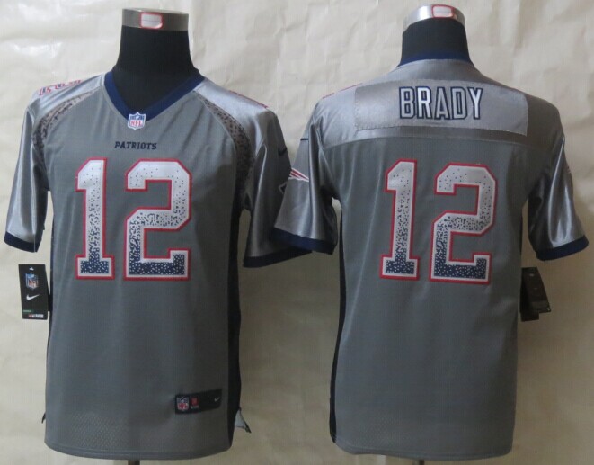 Nike Patriots 12 Brady Grey Drift Fashion Youth Jerseys