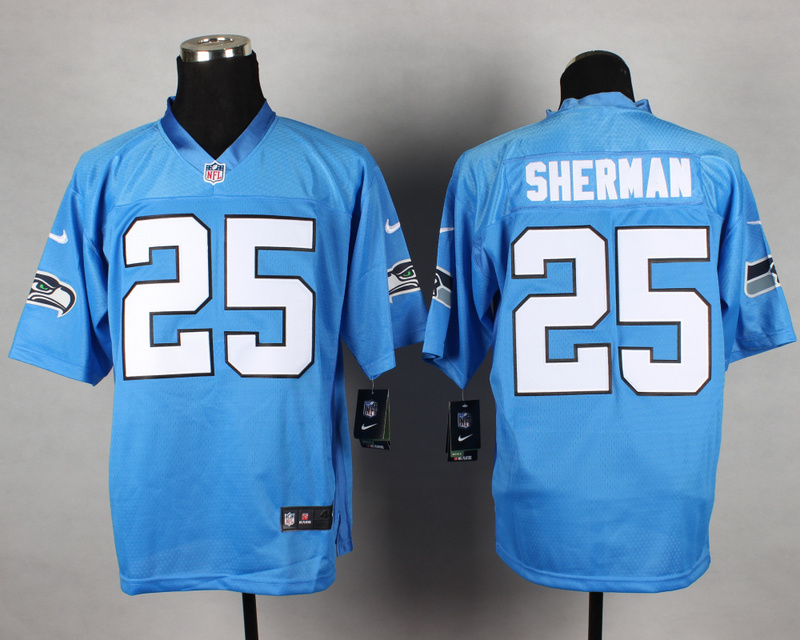 Nike Seahawks 25 Sherman Baby Blue Elite Jerseys