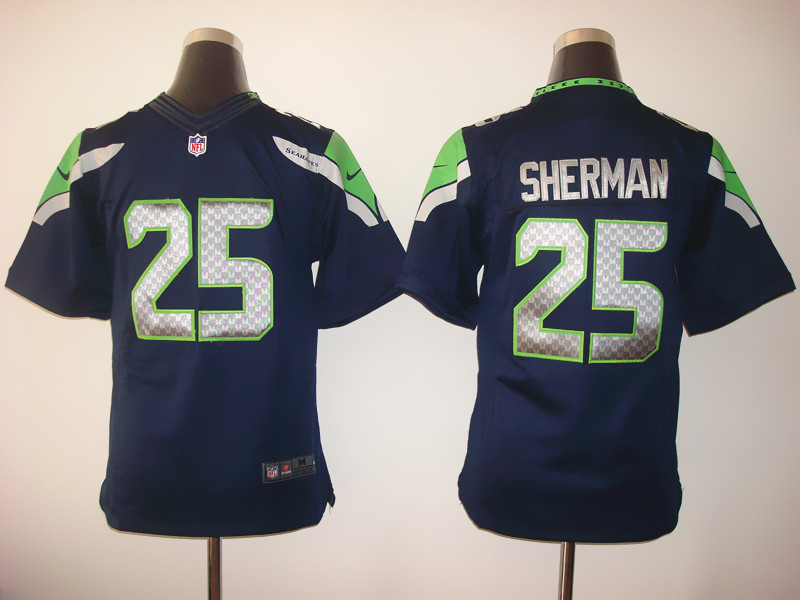 Nike Seahawks 25 Sherman Blue Youth Limited Jerseys - Click Image to Close