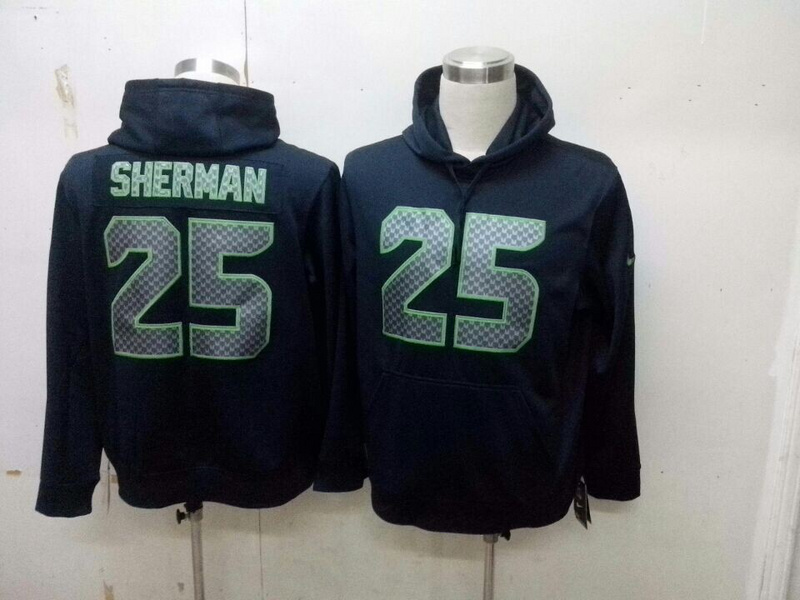 Nike Seahawks 25 Sherman Blue Hooded Jerseys