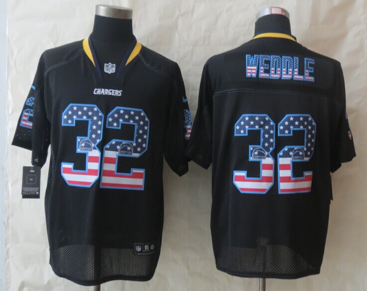 Nike Chargers 32 Weddle USA Flag Fashion Black Elite Jerseys