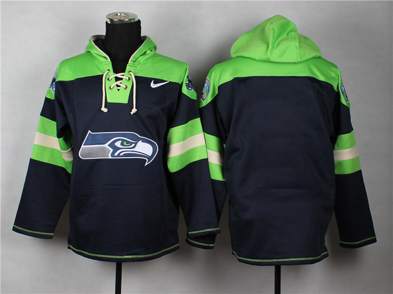 Nike Seahawks Navy Blue Hooded Jerseys - Click Image to Close