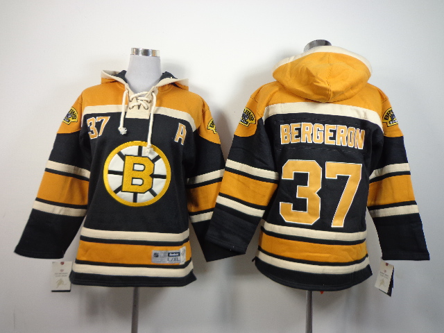 Bruins 37 Bergeron Black Hooded Youth Jersey