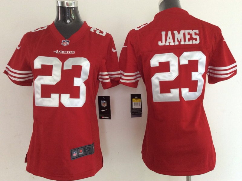 Nike 49ers 23 James Red Women Game Jerseys