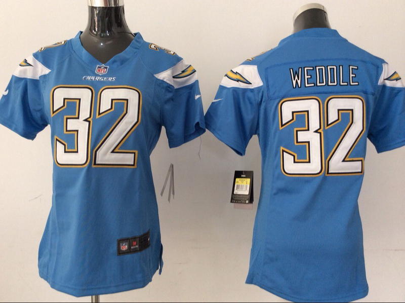 Nike Chargers 32 Weddle Light Blue New Women Game Jerseys