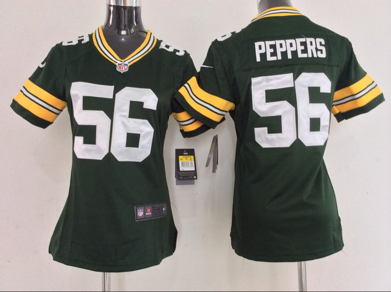 Nike Packers 56 Peppers Green Women Game Jerseys