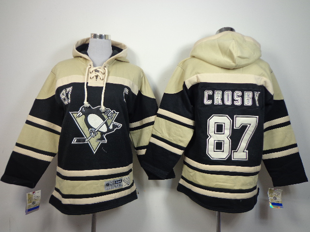 Penguins 87 Crosby Black Hooded Youth Jersey