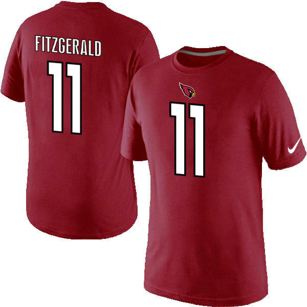 Nike Arizona Cardinals 11 Fitzgerald Name & Number T Shirt Red02