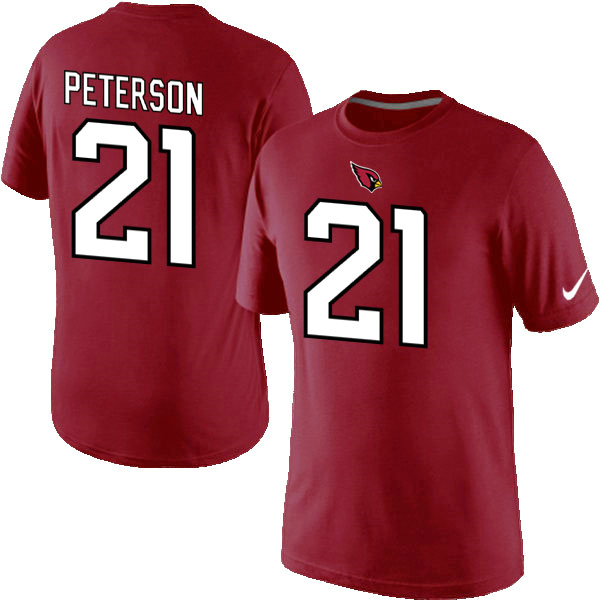 Nike Arizona Cardinals 21 Peterson Name & Number T Shirt Red02