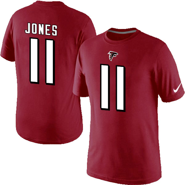Nike Atlanta Falcons 11 Jones Name & Number T Shirt Red02