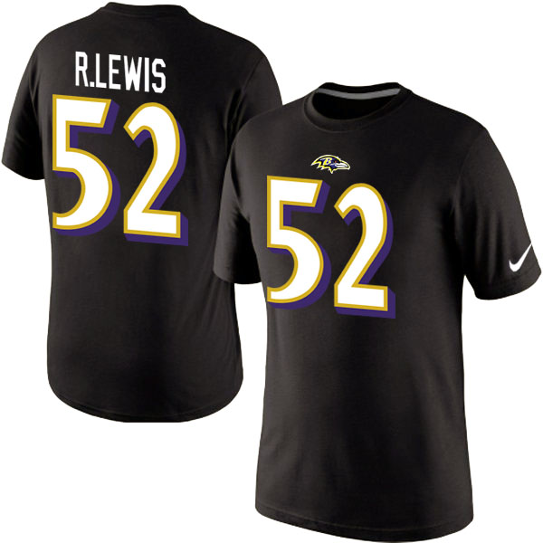 Nike Baltimore Ravens 52 R.Lewis Name & Number T Shirt Black02