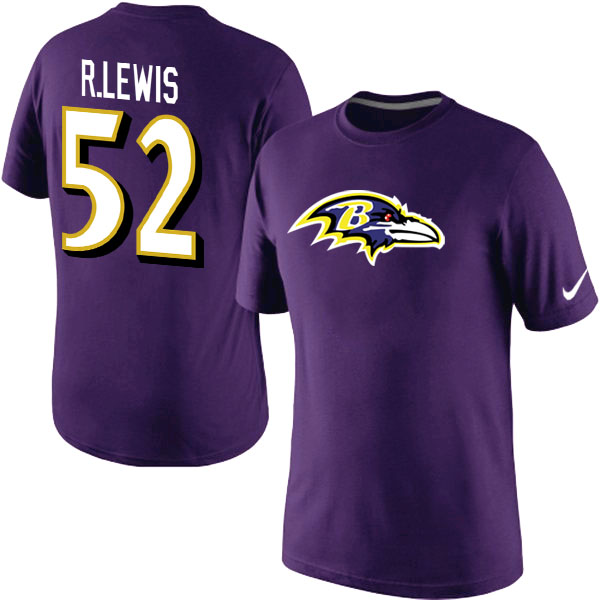 Nike Baltimore Ravens 52 R.Lewis Name & Number T Shirt Purple01