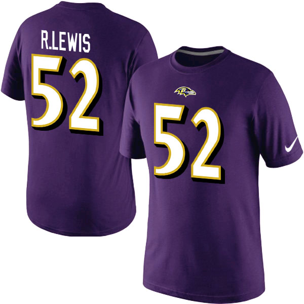 Nike Baltimore Ravens 52 R.Lewis Name & Number T Shirt Purple02