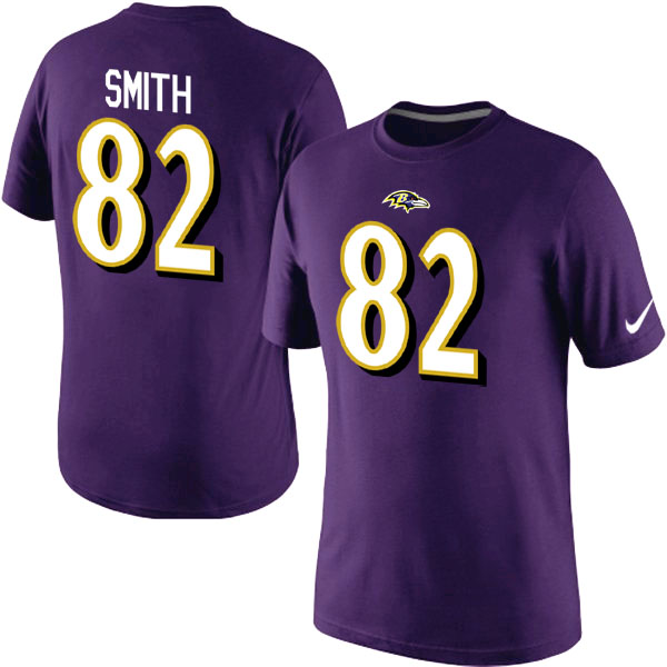 Nike Baltimore Ravens 82 Smith Name & Number T Shirt Purple02
