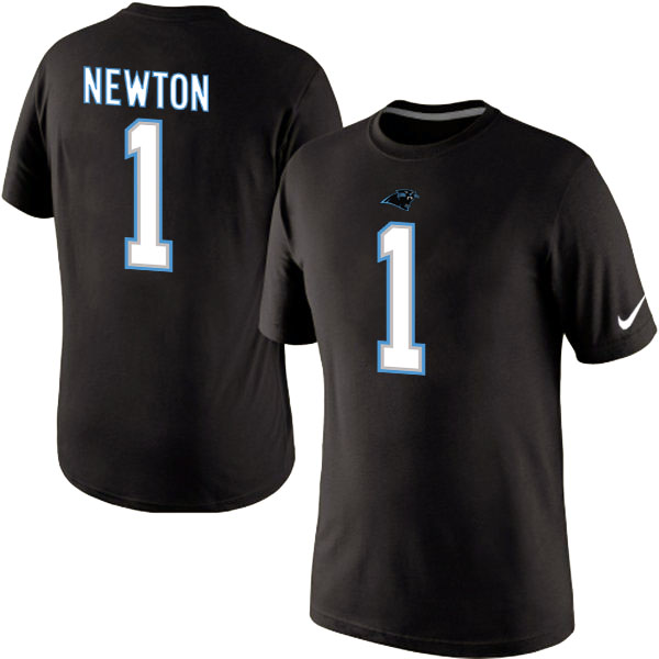 Nike Carolina Panthers 1 Newton Name & Number T Shirt Black01