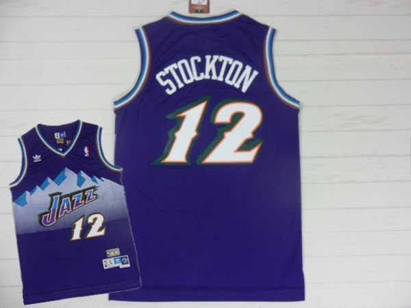 Jazz 12 Stockton Purple Hardwood Classics Jerseys