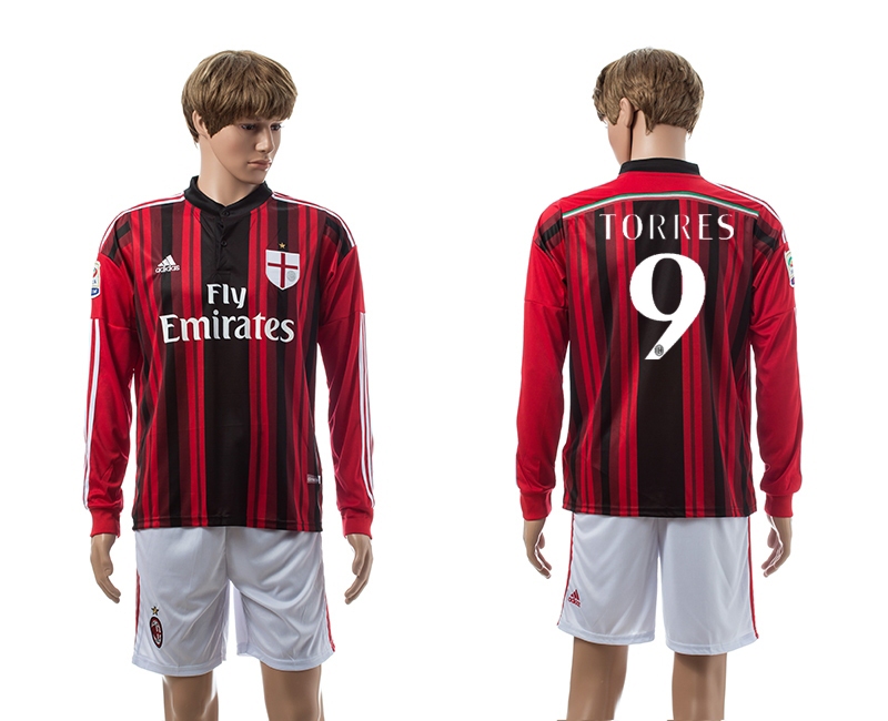 2014-15 AC Milan 9 Torres Home Long Sleeve Jerseys