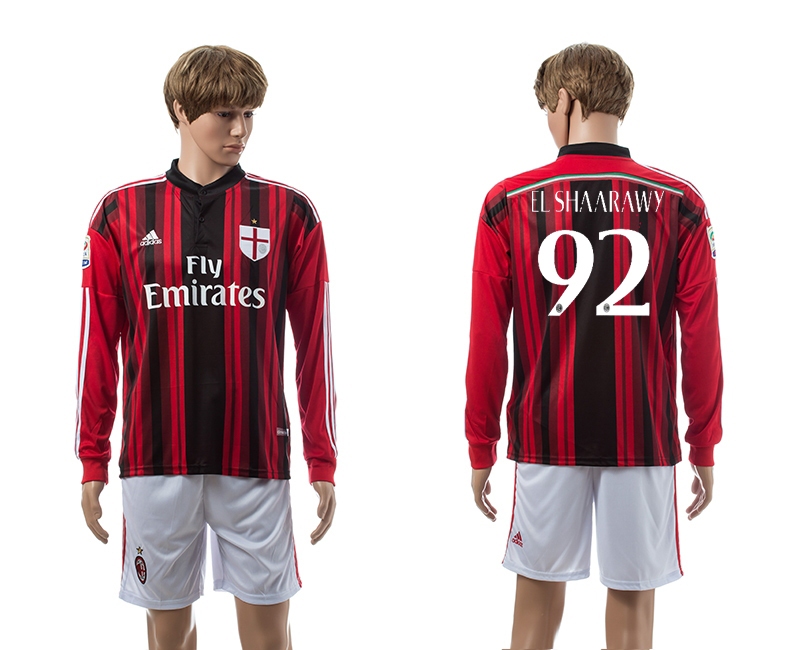 2014-15 AC Milan 92 El Shaarawy Home Long Sleeve Jerseys