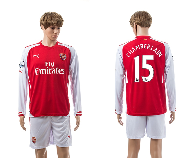 2014-15 Arsenal 15 Chamberlain Home Long Sleeve Jerseys