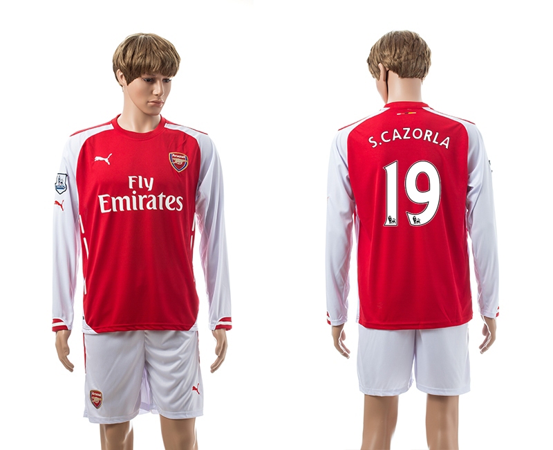 2014-15 Arsenal 19 S.Cazorla Home Long Sleeve Jerseys