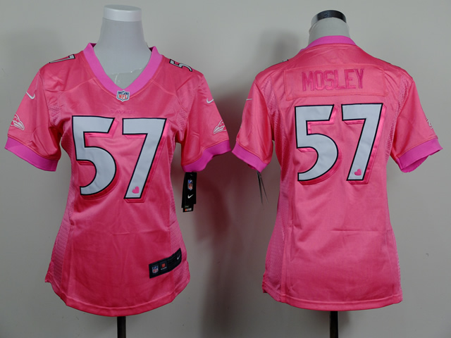 Nike Ravens 57 Mosley Pink Love Women Game Jerseys
