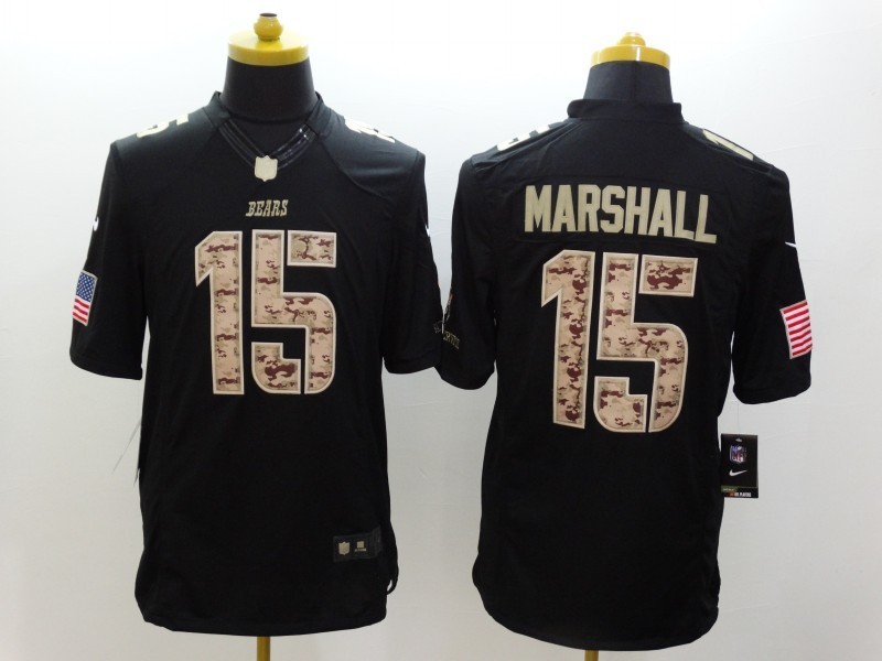 Nike Bears 15 Marshall Black Salute To Service Limited Jerseys