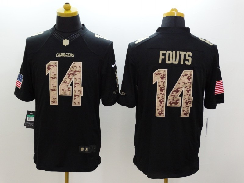 Nike Chargers 14 Fouts Black Salute To Service Limited Jerseys