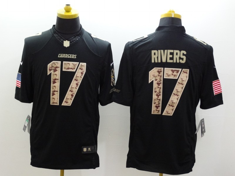 Nike Chargers 17 Rivers Black Salute To Service Limited Jerseys